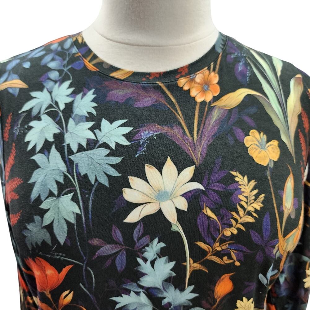 Chico's Touch of Cool Top XL Floral Fall Boho Long Sleeve Stretch Soft Tee Layer - Picture 6 of 11